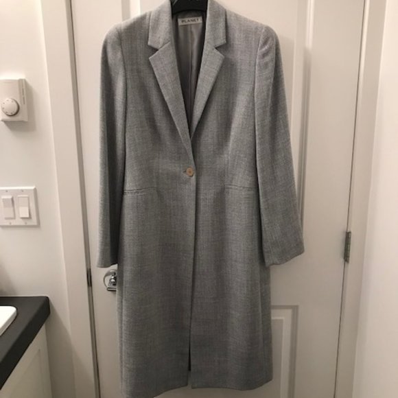 Planet Jackets & Blazers - Bluish-light Gray Tweed Maxi Dress Coat ~ NWOT